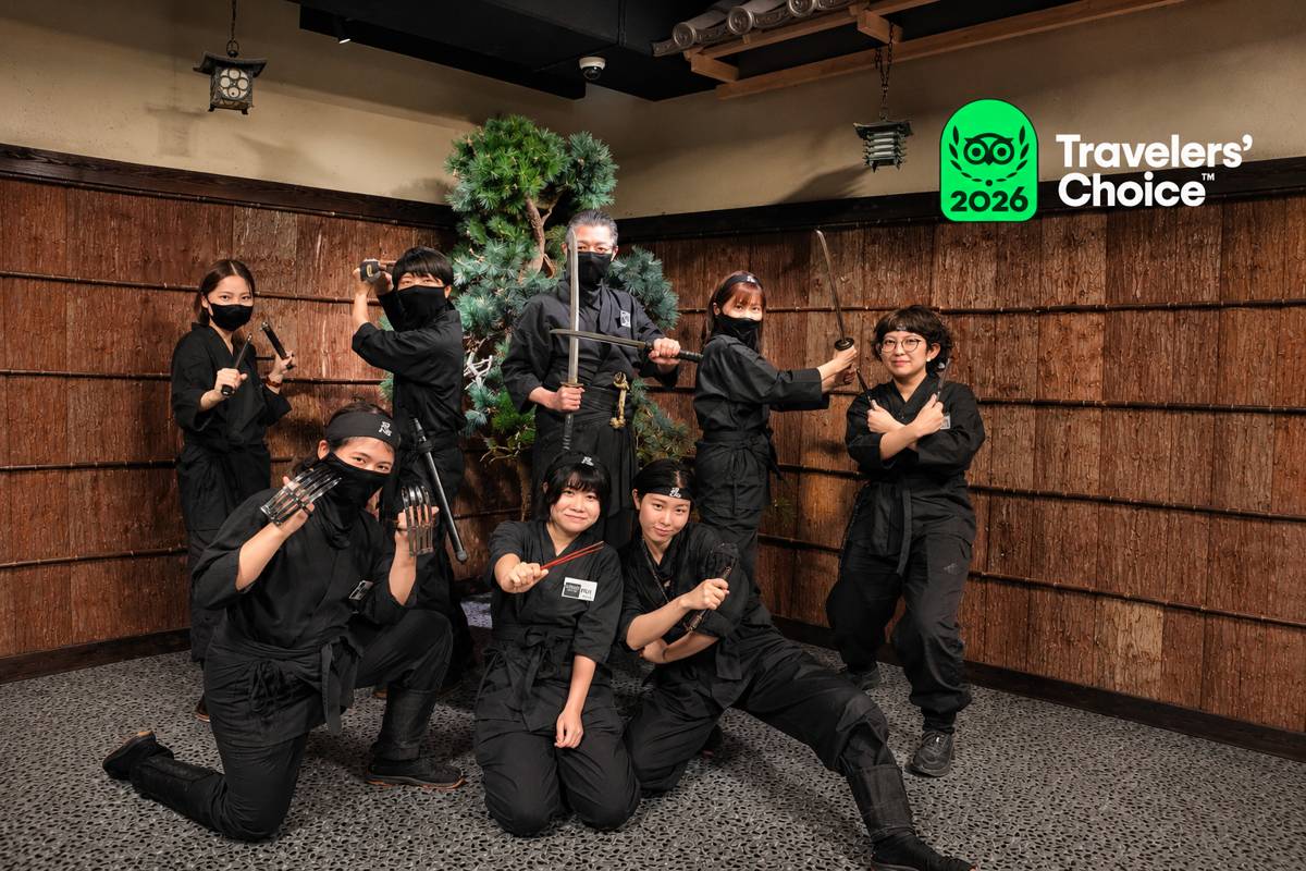 Award-winning staff welcoming guests at Maikoya Asakusa and the Samurai Ninja Museum