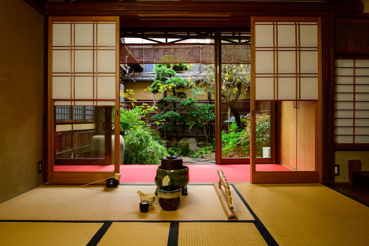 Traditional machiya interior at Maikoya Gion Kiyomizu