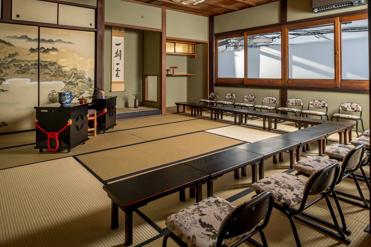 Traditional Japanese tea ceremony room seating