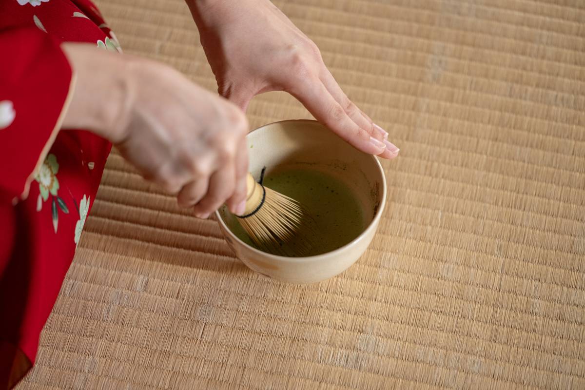 Traditional Japanese matcha tea ceremony in Kyoto