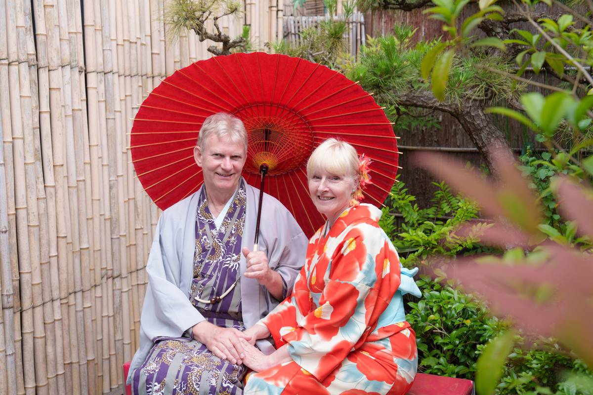 Choosing a kimono at Kimono Tea Ceremony Maikoya Asakusa