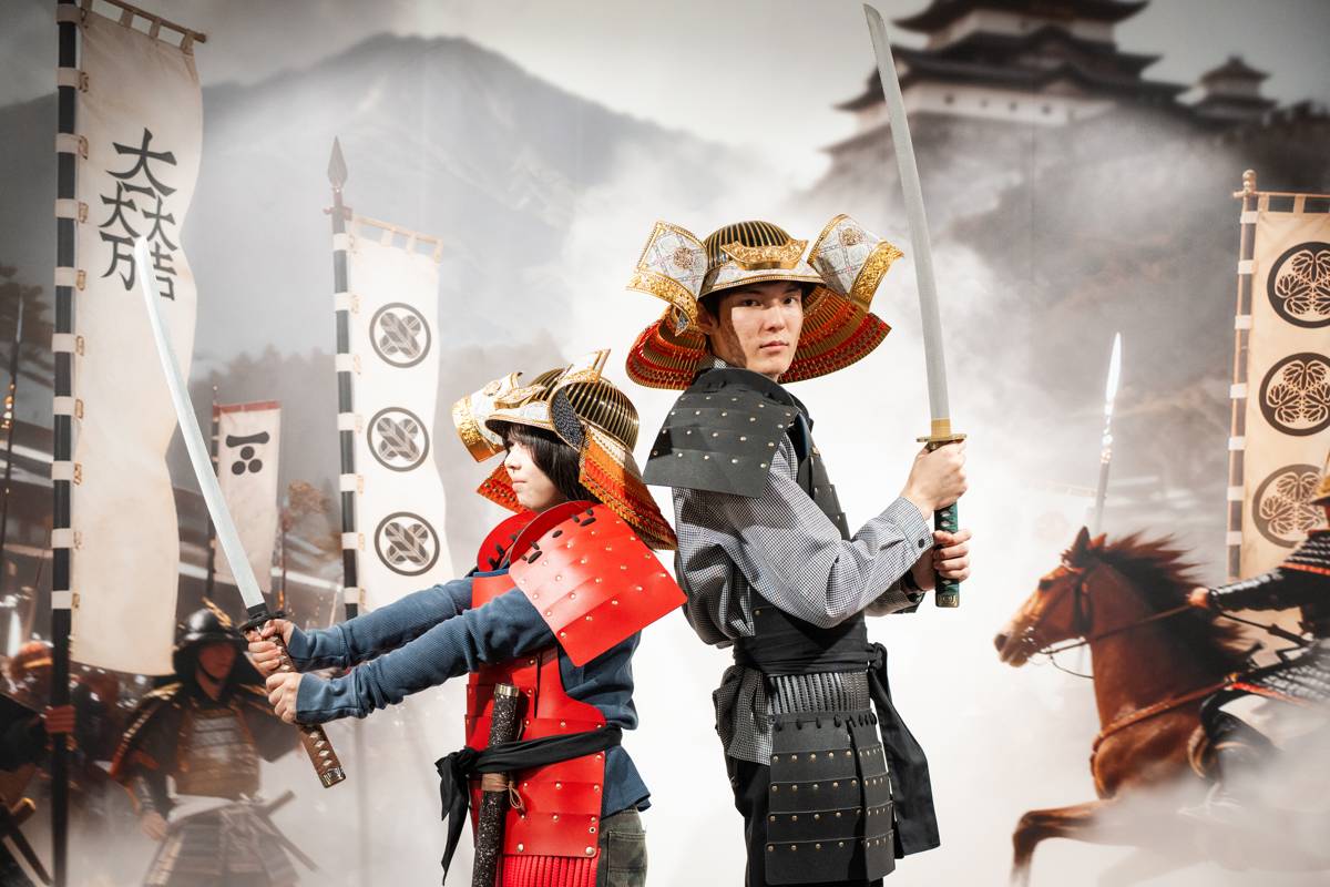 Guests posing in samurai armor