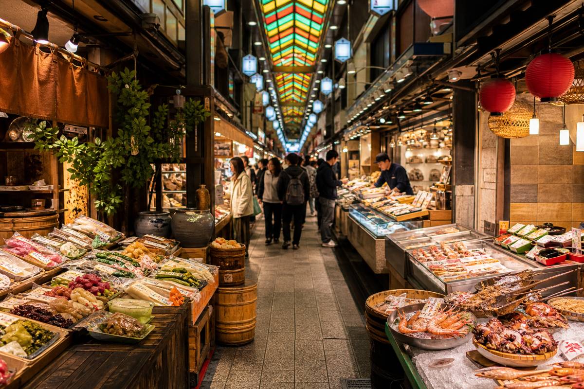 Nishiki Market Kyoto food street and local snacks