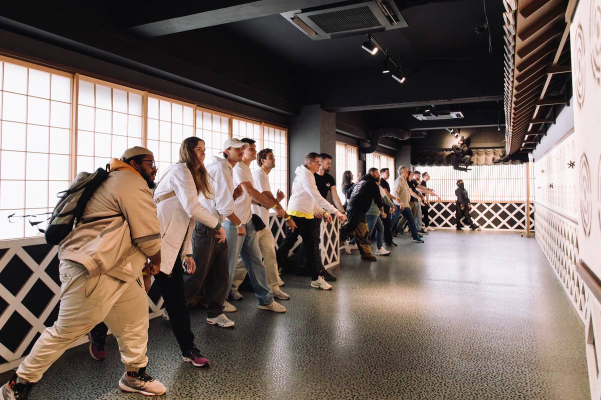 Visitors enjoying an interactive museum activity